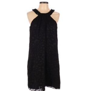 ECI | Animal Print Embossed Dress Embellished Neck